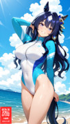 ラッシュガード姿がまぶしいヴィルシーナ