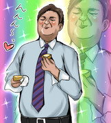 八天堂のクリームパンを食べて悶える福ちゃん