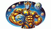 AI生成　マッチョな巨大ヒーローのイラスト
