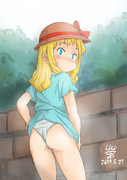 ふりむきブルーアイズ娘