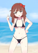 海水浴場に来たくらげちゃん