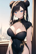 チャイナドレスを着た女性（AIイラスト）