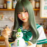 AI画像　ずんだかき氷ずん子