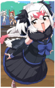 サラブレッド娘を追い抜くダチョ