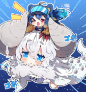 ナバルデウスちゃんとアオアシラちゃん。
