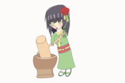 餅つきをするセイカさん