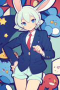哲学ニュースnwkにも掲載された、ウサギの男の子「ディッパーくん」のAIイラスト