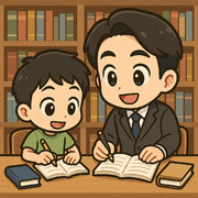 森ひろたか（森泰隆）の息子と親父の図書館で勉強