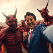 地獄で鬼と仲良くしている安倍晋三くん