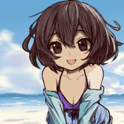 夏の海で