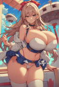 エアプレーン ガール 飛行船 AIイラスト おっぱい