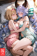 仲良くいっしょにねんねするジータちゃんとサテュロスちゃん