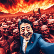 地獄で鬼と仲良くしている安倍晋三くん