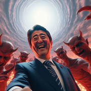 地獄で鬼と仲良くしている安倍晋三くん