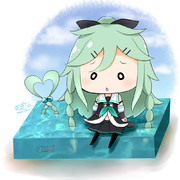 おさげを水につけて涼む山風