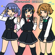 適当にポーズとってもらった3人