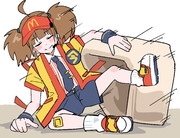 横転食べ美