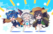 アオアシラちゃんとウルクススちゃんとラージャンちゃん。