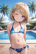 【生成AIイラスト】ビキニ x ブロンドショート