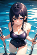 プールから上がる女の子（AIイラスト）