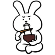 餅を嚙み切れないうさぎ