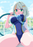 夏、紡乃世、水着にて。