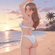 ビキニ ガール 水着 AIイラスト おしり