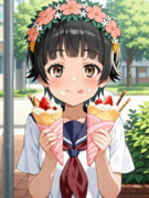 クレープを食べる初春飾利