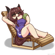 無人島で日光浴するジェンティルさん