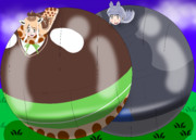 ケープキリンちゃんとクロサイちゃん