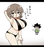 水着で少年を驚かすダウナーおねーさん