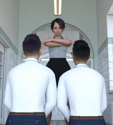 新任女教師仁王立ち