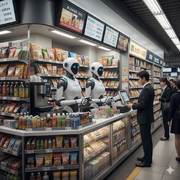 駅のキヨスクの店員が人型ロボットになったぞ！