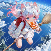 パンを食べながら通学する魔女っ娘