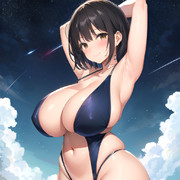 スター スカイ ガール 星の夜空 AIイラスト おっぱい