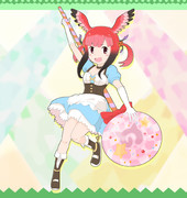 もらったお菓子を振り回すショウジョウトキ