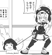 お散歩中のもち子さんともち公