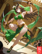 シャムシールで剣舞する踊り子剣士のミスターシービー