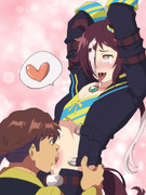 トレーナーにへそを舐められるウオッカ