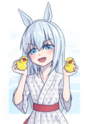 黄色いアヒルとタマちゃん