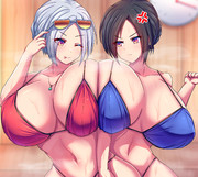 サウナ対決してるメス豚姉貴と青豚姉貴