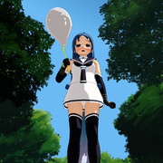 五月雨さん、風船ローアングル静画。