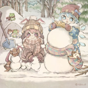 【東方絵　100枚目】雪遊び