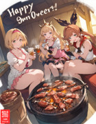 古戦場後の打ち上げパーティーをするジータとカリオストロとクラリス