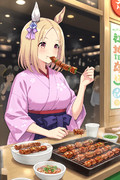 袴で焼き鳥食べてるナリタトップロード
