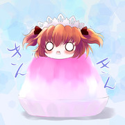 かき氷イチゴ味サニーミルクがけ