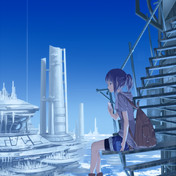 階段座り ニコニコ静画 イラスト