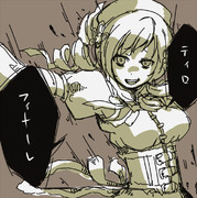 黒幕マミさんにティロ・フィナーレを撃たせてみた。（らくがき）