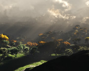 雨上がりの山岳地帯