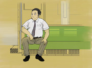 中年と電車